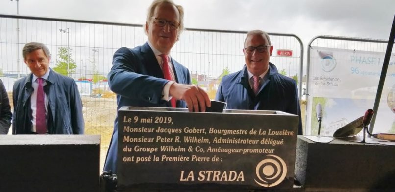 Laying the foundation stone of La Strada, La Louvière, 9 May 2019