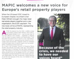 “Mapic welcomes a new voice for Europe’s retail property players”,  Peter Wilhelm, ECSP Chairman and CEO of Wilhelm & Co